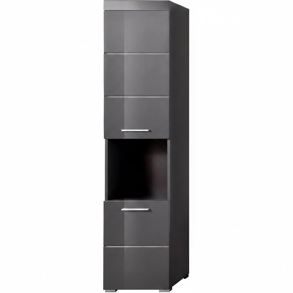 Trendteam Smart Living - Amanda - Hochschrank - Weiß Hochglanz - Badezimmerschrank Mit 2 Verstellbaren Einlegeböden - (Bxhxt) 37 X 190 X 31 Cm - Moderner Badschrank Mit 4 Fächern Und Einer Ablage