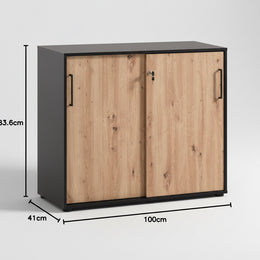 Schildmeyer Aktenschrank Aino 701867, Artisan Eiche Dekor/Schwarz Matt, 100 X 41 X 83,6 Cm