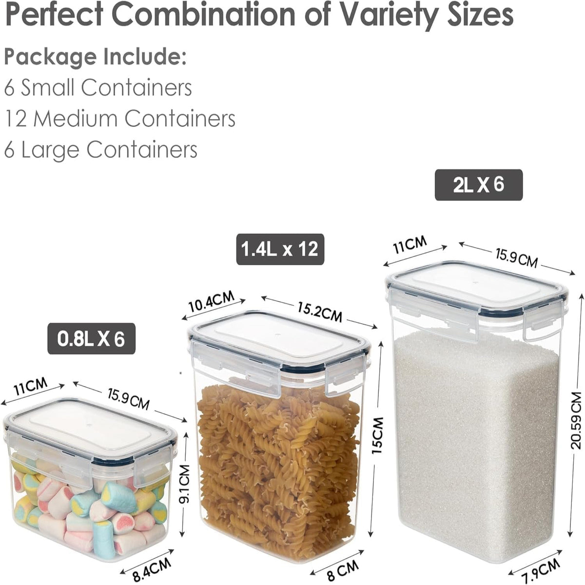 Vtopmart Vorratsdosen Mit Deckel Luftdicht, Set Mit 24 Vorratsbehälter, Bpa-Frei, Küchen Aufbewahrungsboxen Für Mehl, Zucker, Körner, Mit Schreibstift Und Etikett