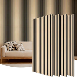 TONOR Akustikpaneele Holz, 4 Stück 120 X 60Cm - 2,88M² Wandpaneele Holz Holzpaneele Wand Als Schallschutzplatten, Wandverkleidung Holzoptik Für Wanddeko Wohnzimmer, Büro, Küche, Eiche