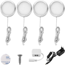 Lightess 4Er Unterbauleuchte Küche LED Vitrinenbeleuchtung 12V Warmweiß | Unterschrank Beleuchtung 8Mm Dünn, 250LM, Alu 60X8Mm, Für Küche Vitrine Schrank Regal Garderobe Mit EU Stecker