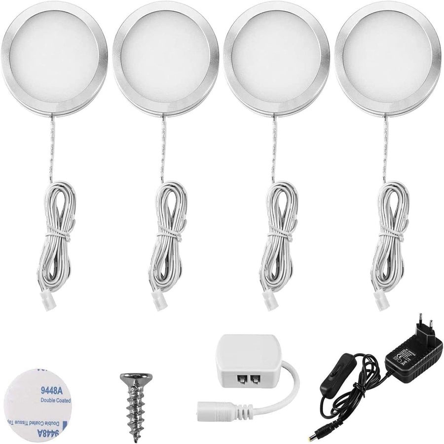 Lightess 4Er Unterbauleuchte Küche LED Vitrinenbeleuchtung 12V Warmweiß | Unterschrank Beleuchtung 8Mm Dünn, 250LM, Alu 60X8Mm, Für Küche Vitrine Schrank Regal Garderobe Mit EU Stecker