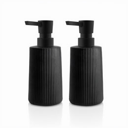 Moderne Seifenspender Glas Spülmittelspender 250Ml Seifenspender Bad Für Badezimmer Arbeitsplatte Küche Soap Dispenser Mit Pumpspender (2, Schwarz)
