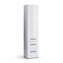 Trendteam Smart Living - Skin - Hochschrank - Weiß/Weiß Hochglanz - 5 Fächer, Eine Ablage Und Eine Schublade - (Bxhxt) 30 X 182 X 31 Cm - 2 Verstellbare Einlegeböden - Kratzfest