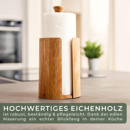 WALDWERK Küchenrollenhalter Aus Echtem Eichenholz - Stehend Für Alle Handelsüblichen Küchenrollen - Plastikfreier Rollenhalter