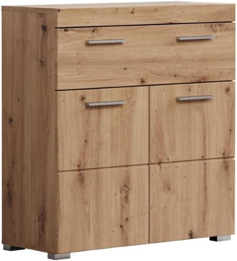 Trendteam Smart Living - Amanda - Kommode - Weiß Hochglanz - Standschrank - (Bxhxt) 37 X 79 X 31 Cm - Badschrank Mit 1 Tür Und 1 Schublade - Silberfarbene Griffe - Universal Einsetzbar - Kratzfest