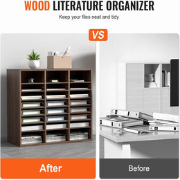 VEVOR Briefablage 24 Fächer Organizer Aus MDF, Dokumentenablage Vintage Braun 737 X 305 X 620 Mm, Ablagefächer Desktop-Aktenhalter Dokumentenlager, Dokumentenhalter Zu Hause, Im Büro, Im Klassen Usw.