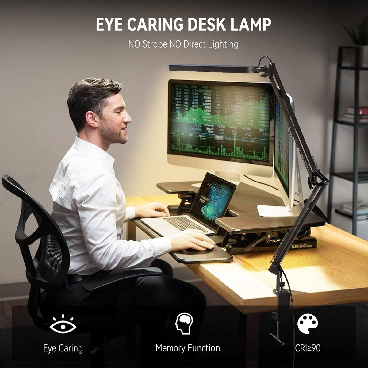 SKYLEO Schreibtischlampe LED – Schreibtischlampe Klemmbar 1300LM – 5 Farbmodi X 11 Helligkeitsstufen – Verstellbarer Schwenkarm – Timmer Und Speicherfunktion – 12W Desk Lamp – Schwarz