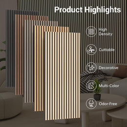 TONOR Akustikpaneele Holz, 4 Stück 120 X 60Cm - 2,88M² Wandpaneele Holz Holzpaneele Wand Als Schallschutzplatten, Wandverkleidung Holzoptik Für Wanddeko Wohnzimmer, Büro, Küche, Eiche