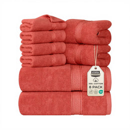 Utopia Towels - 8 Teilig Handtücher Set Aus Baumwolle Mit Aufhänger - 2 Badetuch, 2 Handtücher Und 4 Washclappen - (Grau)
