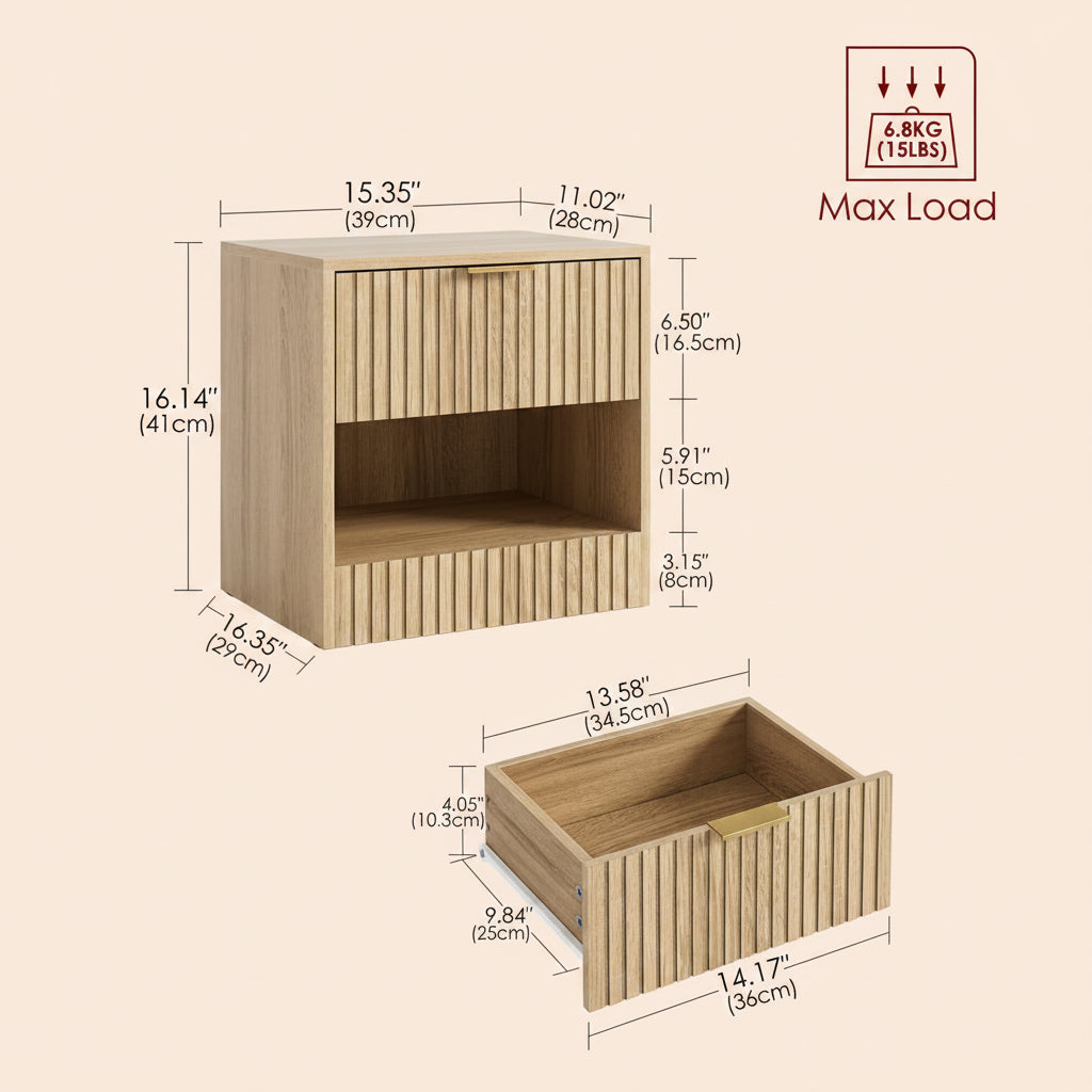 Nachttisch Eiche, Kleiner Nachtschrank Mit Schublade, Holz Nachttische Für Kinder, Nachtkommode 41X39X28 Cm, Beistelltisch Für Schlafzimmer,Wohnzimmer,Büro,Dunkle Eiche