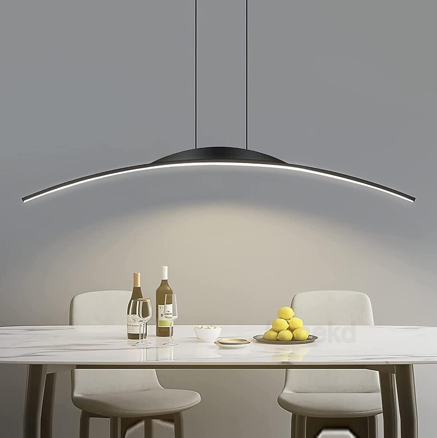 Lampe Moderne Esstischlampe LED Pendelleuchte Dimmbar, Esszimmerlampe Wohnzimmerlampe Küchenlampe Hängend Leuchte, 3000K-6500K Mit Fernbedienung Hängelampe Höhenverstellbar (Schwarz, L80Cm)
