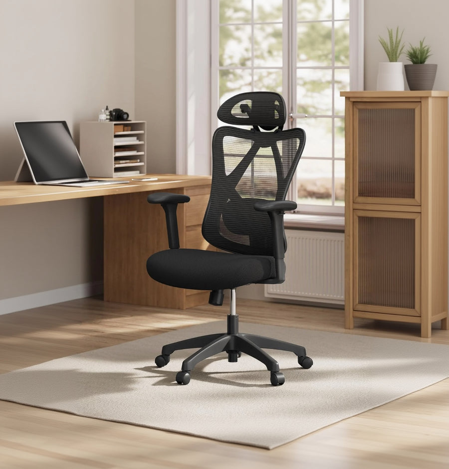 SONGMICS Bürostuhl, Ergonomischer Schreibtischstuhl, 150 Kg | Computerstuhl, Netzstuhl, Verstellbare Lendenstütze Und Kopfstütze, Bis 150 Kg Belastbar, OBN063B01