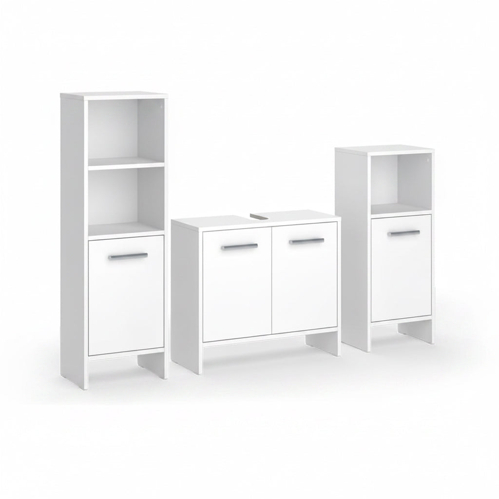 Vicco Badmöbel-Set Karli, Anthrazit/Goldkraft Eiche, 131.4 Cm, Besteht Aus Waschbeckenunterschrank, Spiegelschrank Und Hochschrank
