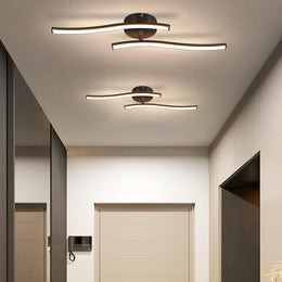 Homefire LED Deckenlampe Küche Deckenleuchte: Modern Schlafzimmerlampe Schwarz 12W Wohnzimmerlampe 3000K Wellen Design Küchenlampe Innen Warmweiß Deckenbeleuchtung Für Schlafzimmer Flur Büro