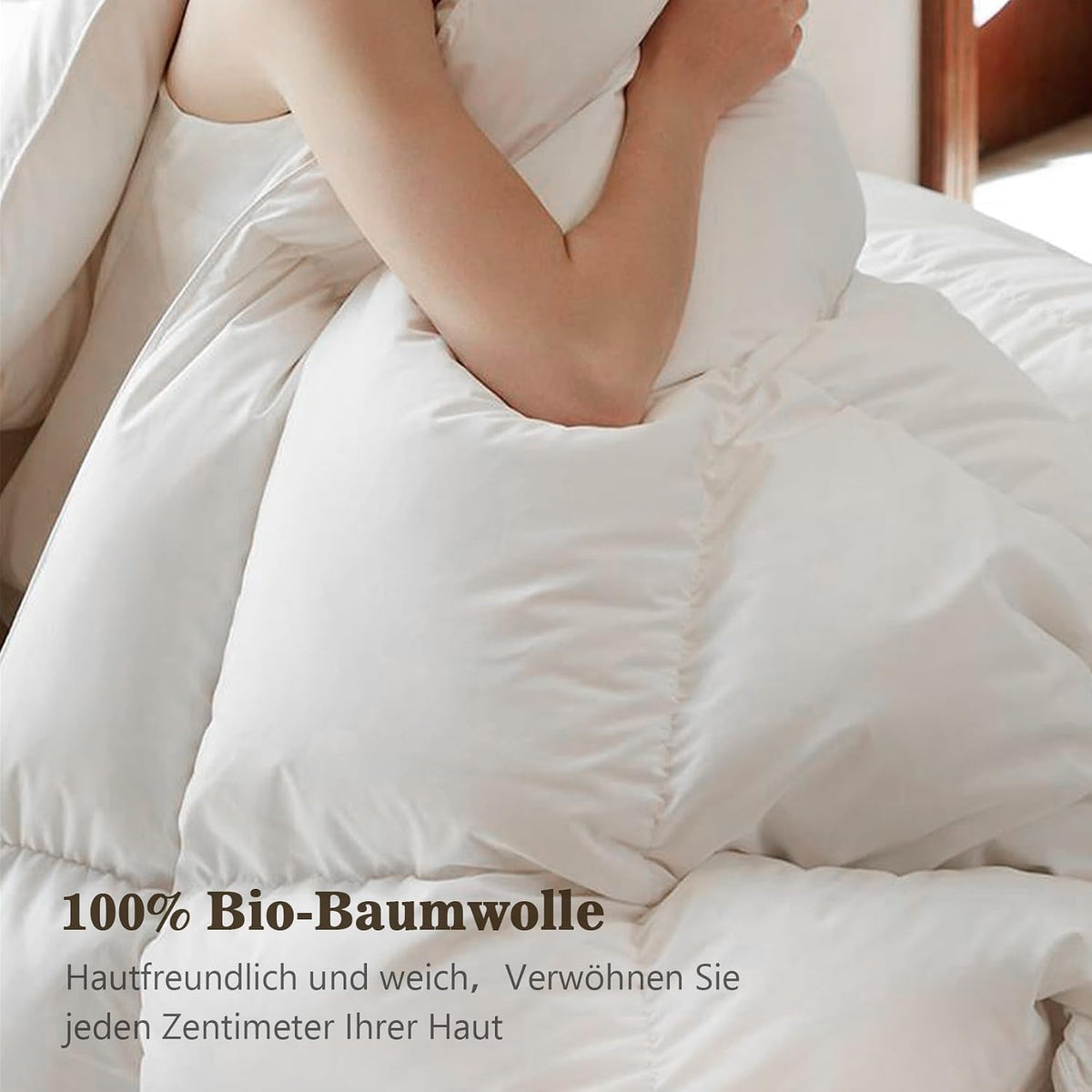 BPC Leichte Daunendecke 135X200, Sommer Bettdecke | 100% Bio-Baumwolle, Weich Federn Daunen Füllung, Öko-Tex Und RDS Zertifiziert Steppdecke, 135X200 Cm, Elfenbeinweiß