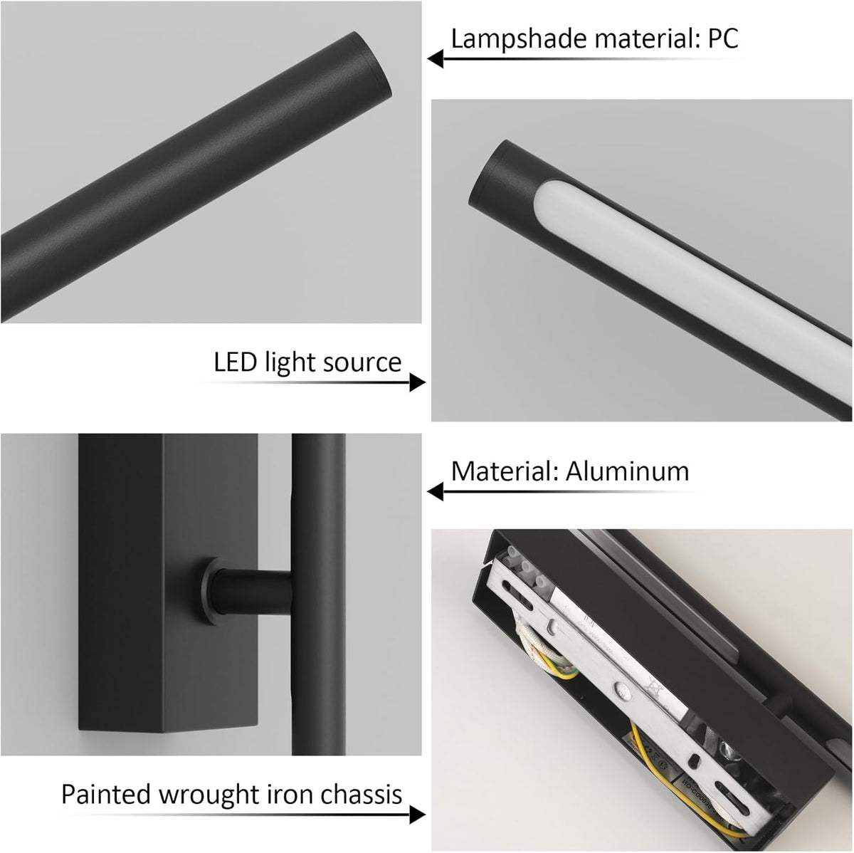 2 Stück LED Wandleuchte Mit Fernbedienung Schwarz - 100CM, 28W 330° Schwenkbar, 3000K-6000K, Mit Dimm- Und Timing-Funktionen, Für Wohnzimmer, Schlafzimmer, Flur, Küche