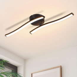 Homefire LED Deckenlampe Küche Deckenleuchte: Modern Schlafzimmerlampe Schwarz 12W Wohnzimmerlampe 3000K Wellen Design Küchenlampe Innen Warmweiß Deckenbeleuchtung Für Schlafzimmer Flur Büro