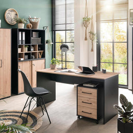 Schildmeyer Rollcontainer Aino 155695, Artisan Eiche Dekor/Schwarz Matt, 40 X 50 X 57 Cm