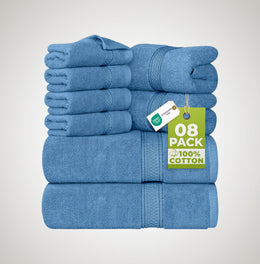 Utopia Towels - 8 Teilig Handtücher Set Aus Baumwolle Mit Aufhänger - 2 Badetuch, 2 Handtücher Und 4 Washclappen - (Grau)