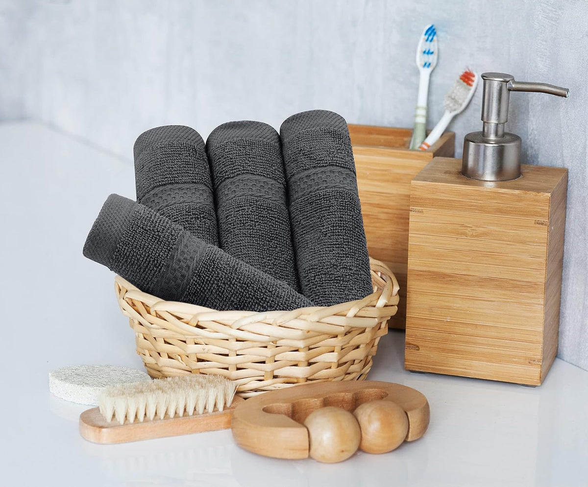 Utopia Towels - 8 Teilig Handtücher Set Aus Baumwolle Mit Aufhänger - 2 Badetuch, 2 Handtücher Und 4 Washclappen - (Grau)