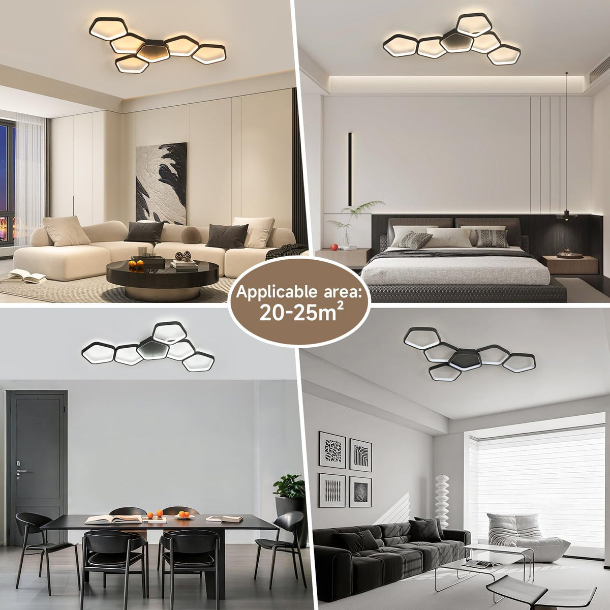 LED Deckenleuchte Wohnzimmer Dimmbar 90 Cm 58W | Mit Fernbedienung,3000K–6500K, Nachtlicht, Memory-Funktion, Schwarze Deckenlampe Für Schlafzimmer, Küche