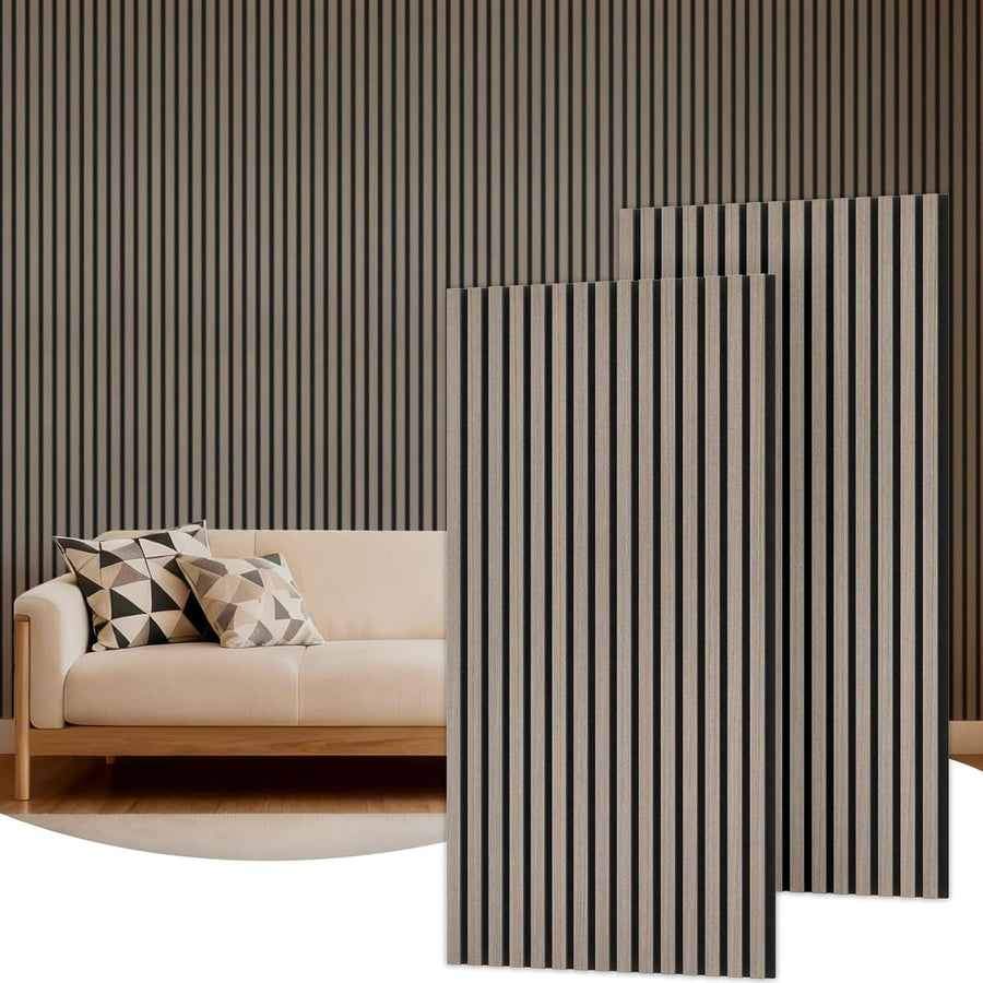TONOR Akustikpaneele Holz, 4 Stück 120 X 60Cm - 2,88M² Wandpaneele Holz Holzpaneele Wand Als Schallschutzplatten, Wandverkleidung Holzoptik Für Wanddeko Wohnzimmer, Büro, Küche, Eiche