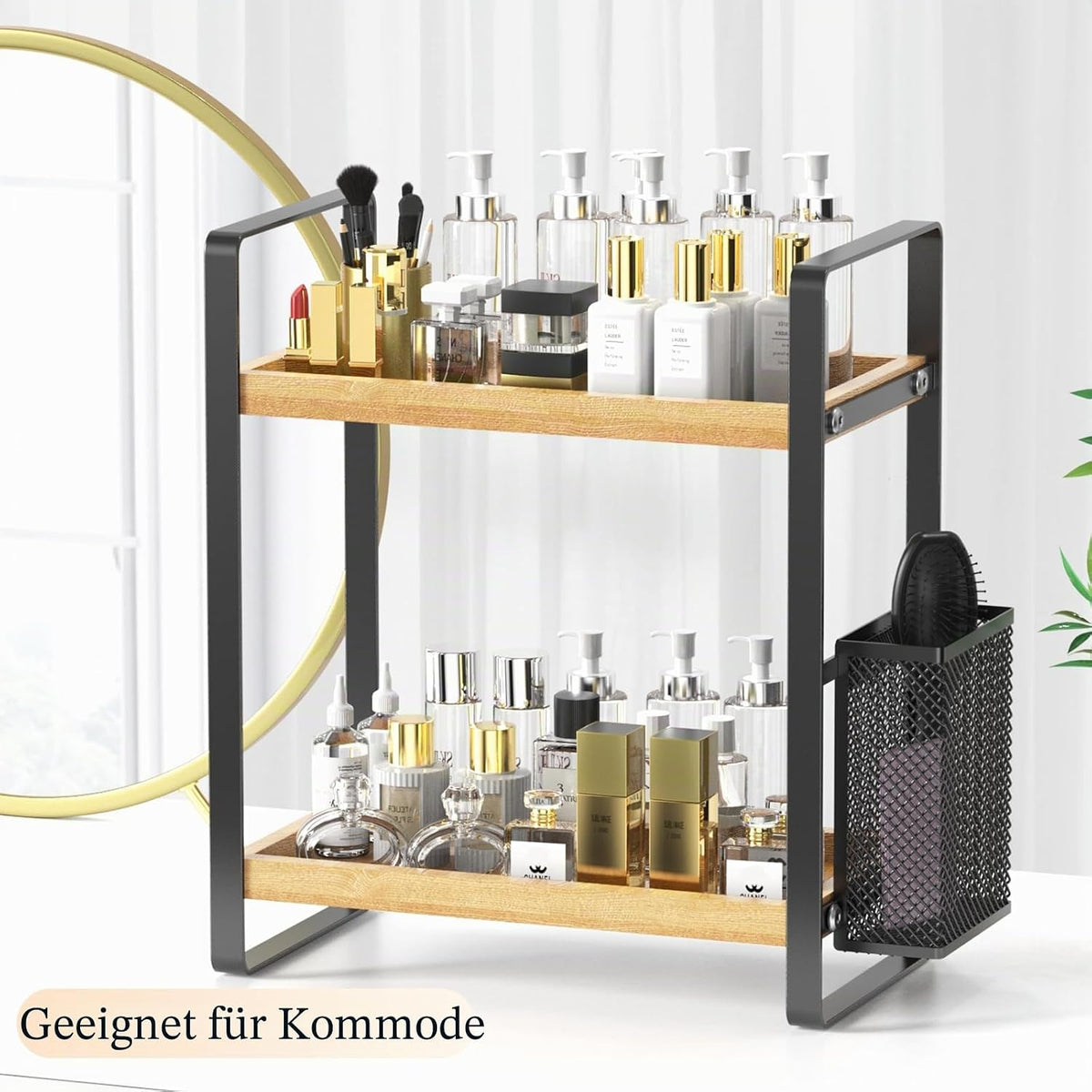 Badezimmer-Organizer Mit Korb, Badezimmer-Organizer Und Aufbewahrung, Hautpflege-Organizer Für Schminktisch, Aufbewahrungs-Organizer Für Bad, Küche, Kommode