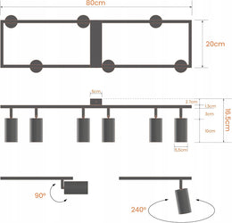 Deckenstrahler LED Schwarz - Deckenstrahler 6 Flammig - LED Deckenleuchte Schwenkbar - GU10 Deckenlampe Spot - Spotlight Lampe Modern - Strahler Deckenspot Für Küche, (6 Flammig, Schwarz)