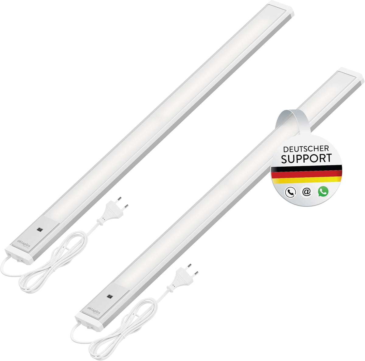 Oktaplex 3Er Set Riva LED Unterbaulampe 120Cm Flach Mit Sensor | 700Lm Dimmbar Warmweiß 3000K Lichtleiste 10W Küchenbeleuchtung Silber