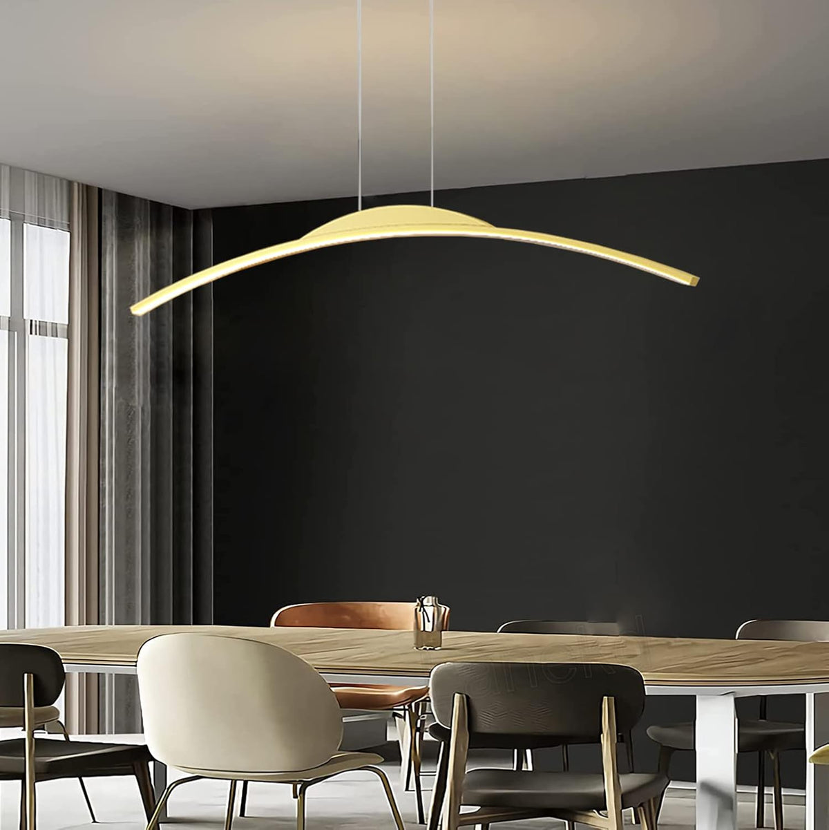 Lampe Moderne Esstischlampe LED Pendelleuchte Dimmbar, Esszimmerlampe Wohnzimmerlampe Küchenlampe Hängend Leuchte, 3000K-6500K Mit Fernbedienung Hängelampe Höhenverstellbar (Schwarz, L80Cm)