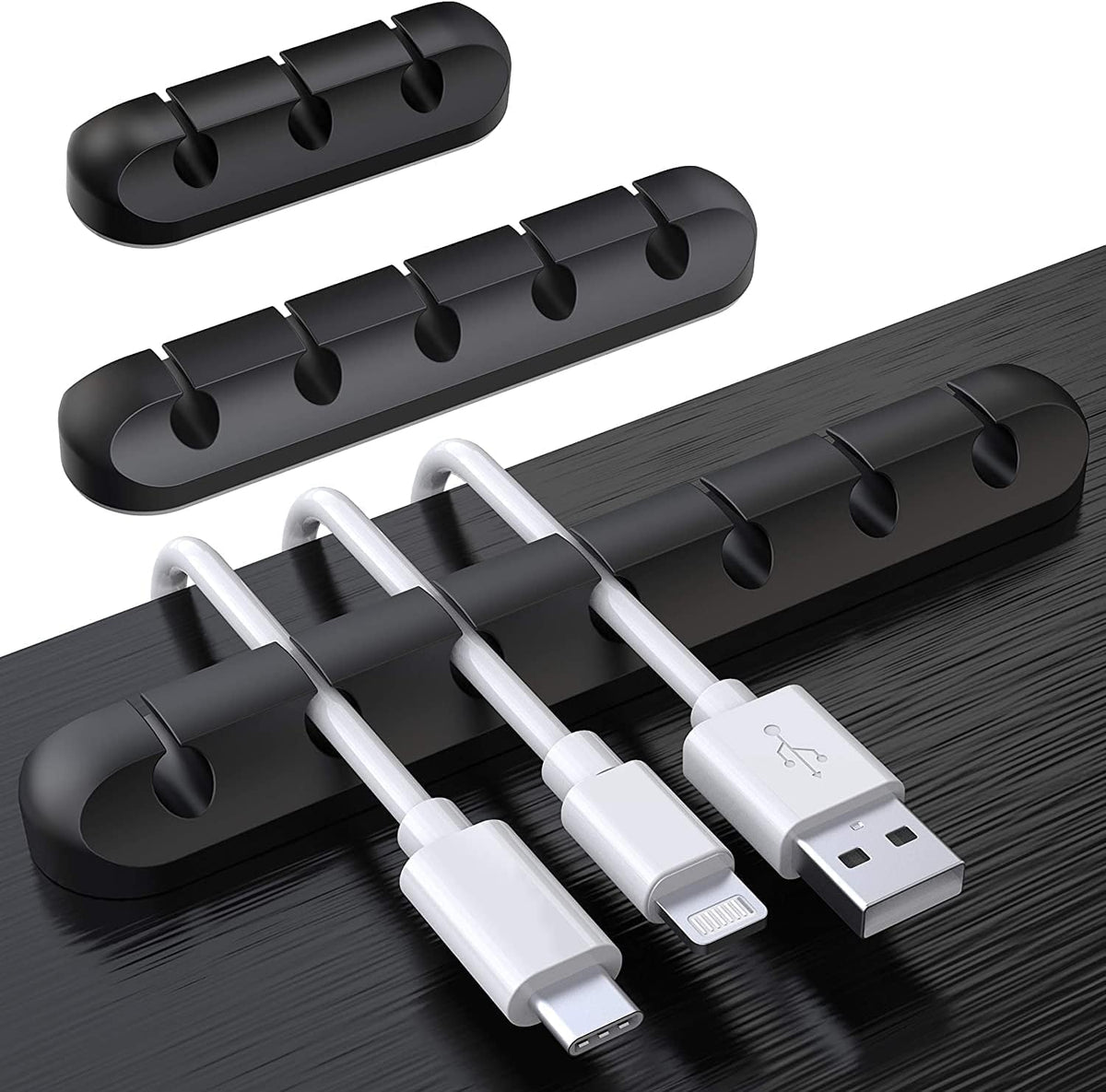 SOULWIT® Kabelhalter Kabelclips, [3 Stück] Kabelmanagement Selbstklebend Kabel Organizer Vielzwecke Kabelführung Set Für Schreibtisch Computer PC, USB Ladekabel, Zuhausebüro