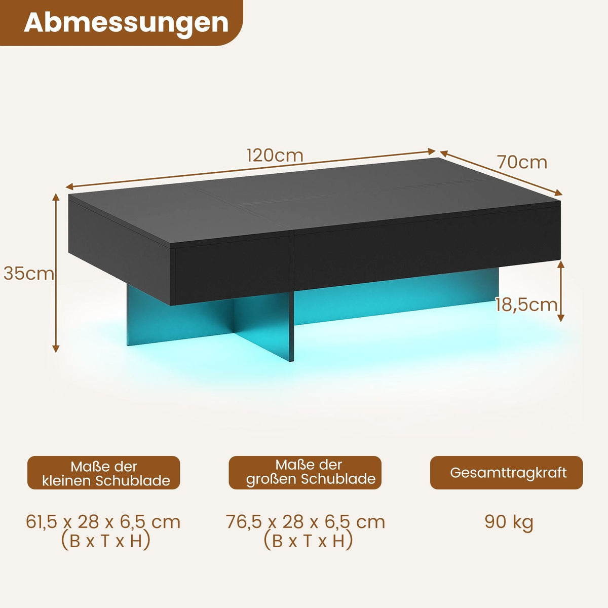 LED-Couchtisch, Mavero