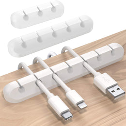 SOULWIT® Kabelhalter Kabelclips, [3 Stück] Kabelmanagement Selbstklebend Kabel Organizer Vielzwecke Kabelführung Set Für Schreibtisch Computer PC, USB Ladekabel, Zuhausebüro