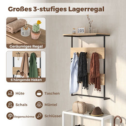 Wandgarderobe Mit Ablage & 6 Haken Wandregal Industrielle Garderobenleiste Kleiderstange