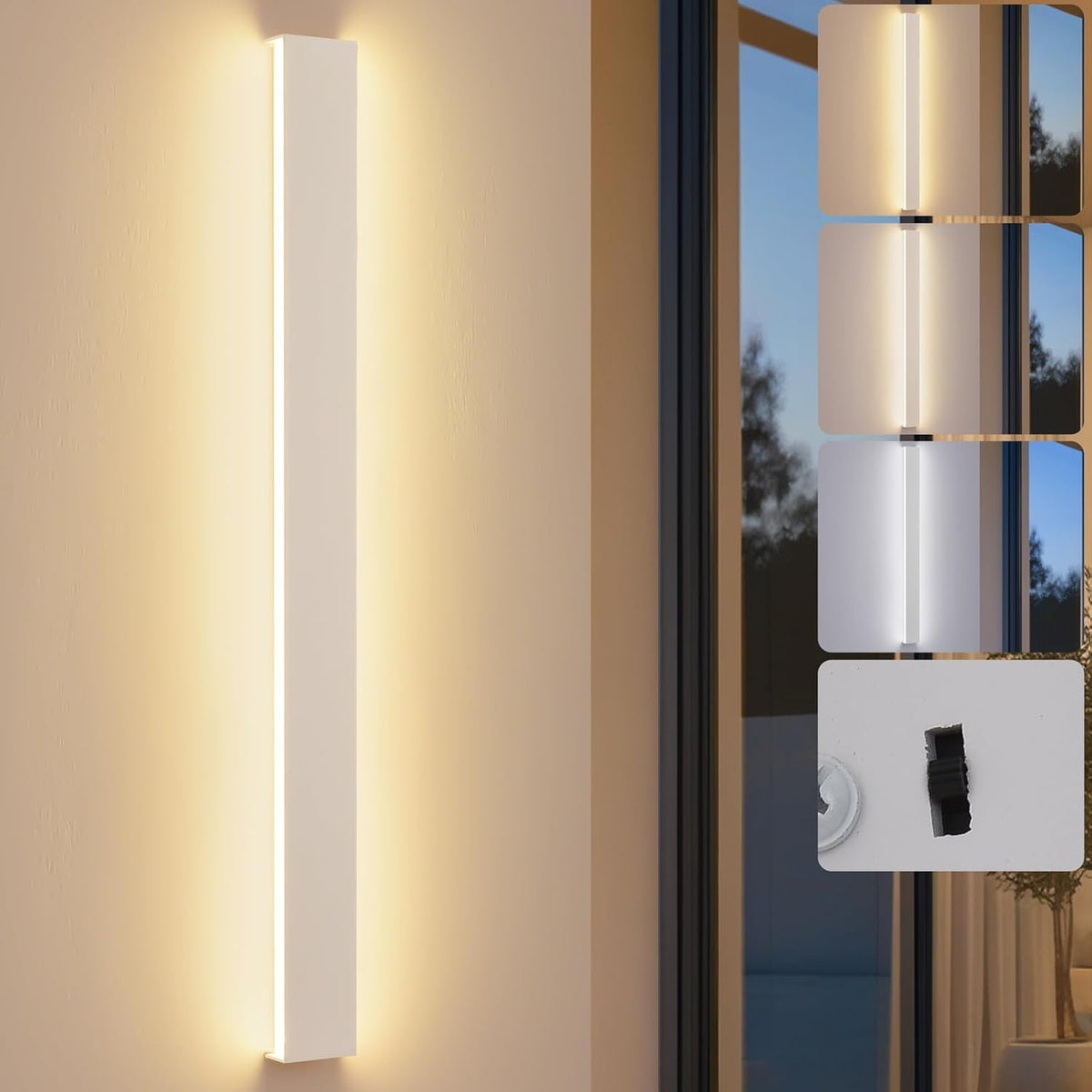 KUKAK LED Wandleuchte Innen,30W Wandlampe,Modern Lampe Wand,3000K/4000K/6000K Wandlampen,Up down Wandbeleuchtung,Flurlampe Wandleuchten Für Wohnzimmer Schlafzimmer Treppenhaus Flur 96Cm Schwarz