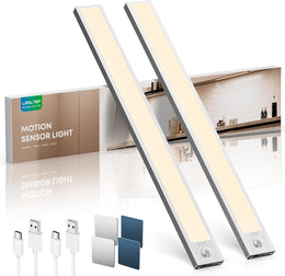 LROLTEF Schrankbeleuchtung Led Lampe Mit Bewegungsmelder - 21Cm 1500Mah Unterbauleuchte Küche Licht Aufladbar Mit Sensor - Dimmbar Schranklicht Treppenlicht - Vitrinenbeleuchtung Magnetische | 2 Stück