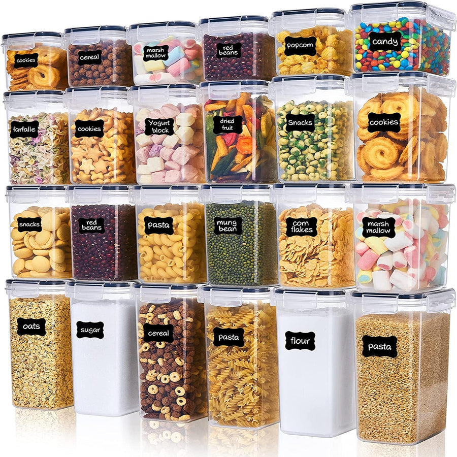 Vtopmart Vorratsdosen Mit Deckel Luftdicht, Set Mit 24 Vorratsbehälter, Bpa-Frei, Küchen Aufbewahrungsboxen Für Mehl, Zucker, Körner, Mit Schreibstift Und Etikett