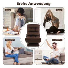 360° Drehbarer Bodensessel Mit Rückenlehne & Lendenkissen Bodenstuhl Lazy Sofa