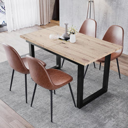 Merax Esstisch 140/180X80X75Cm, Ausziehbar Esszimmertisch Mit Tischbeine Aus Metall, Rechteckiger Küchentisch Für Wohnzimmer Und Esszimmer, Holzfarbe