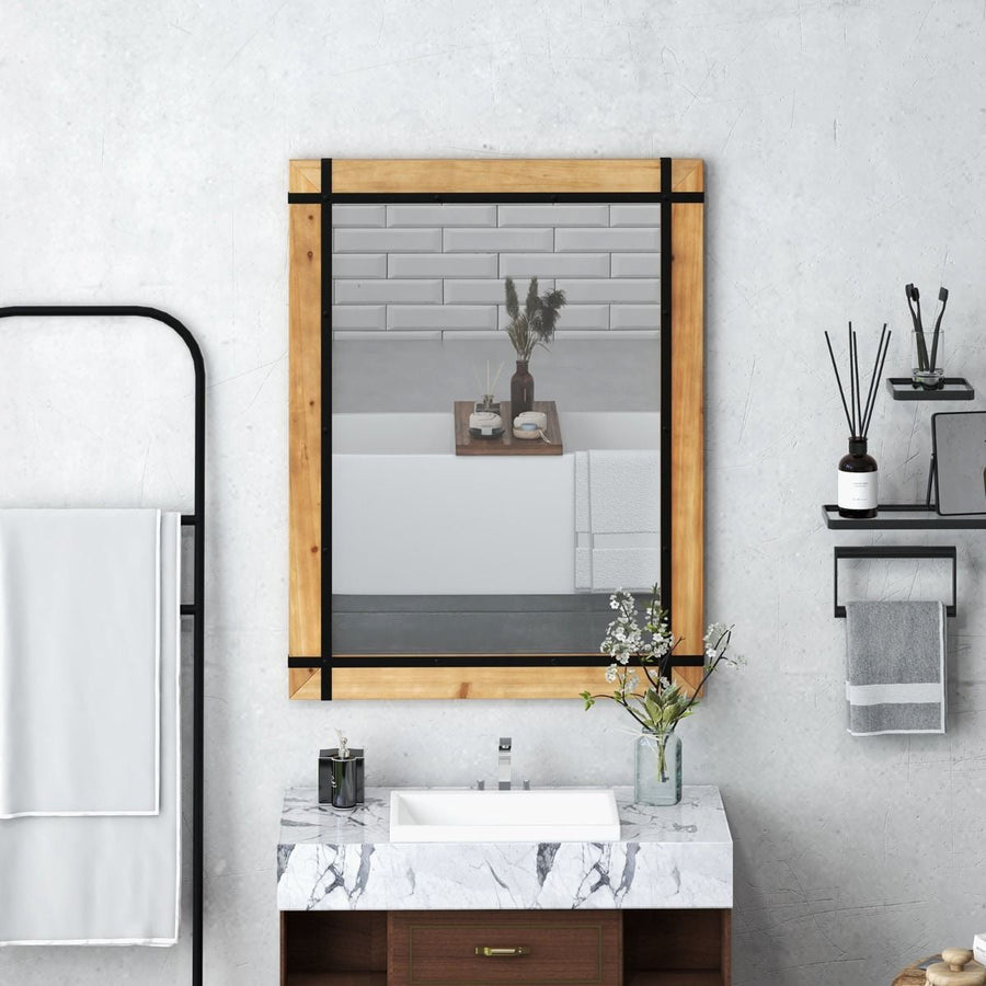 Dekorativer Hängender Wandspiegel Spiegel Zur Wandmontage Bauernhausstil 77 X 99,5 Cm Natur