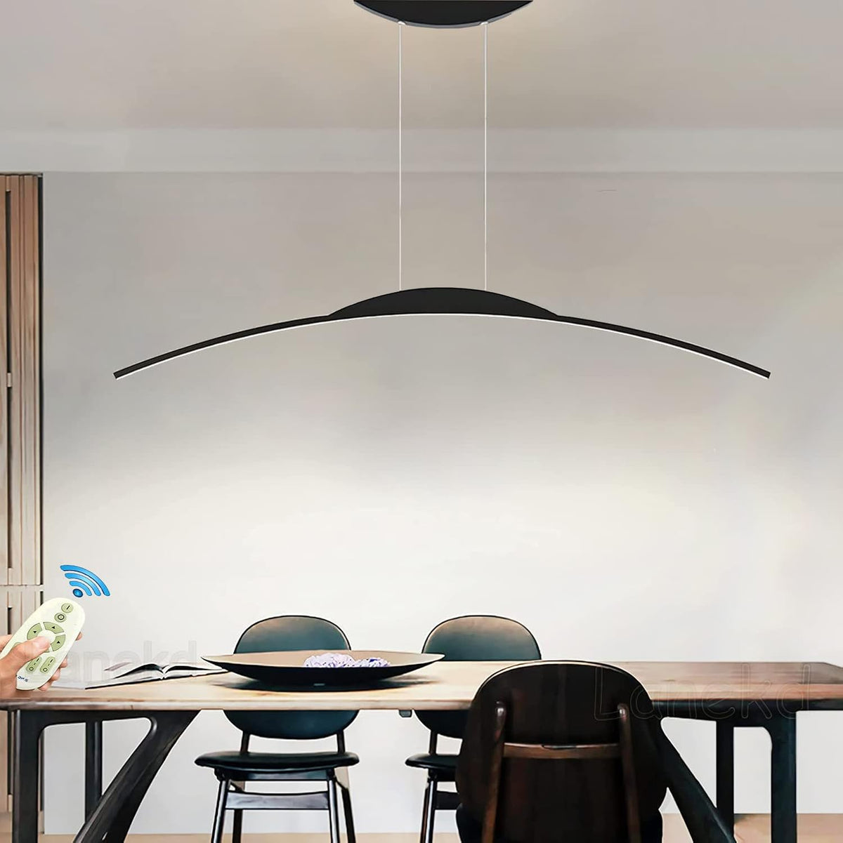 Lampe Moderne Esstischlampe LED Pendelleuchte Dimmbar, Esszimmerlampe Wohnzimmerlampe Küchenlampe Hängend Leuchte, 3000K-6500K Mit Fernbedienung Hängelampe Höhenverstellbar (Schwarz, L80Cm)