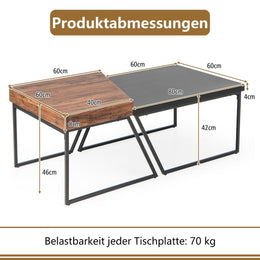 2 Couchtischen Moderner Beistelltisch 120 X 60 X 46 Cm Schwarz + Braun