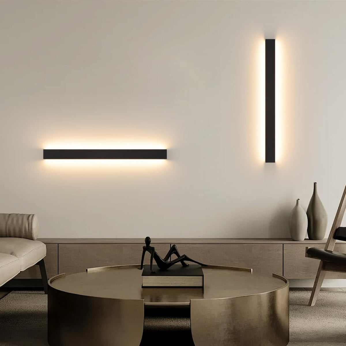 KUKAK LED Wandleuchte Innen,30W Wandlampe,Modern Lampe Wand,3000K/4000K/6000K Wandlampen,Up down Wandbeleuchtung,Flurlampe Wandleuchten Für Wohnzimmer Schlafzimmer Treppenhaus Flur 96Cm Schwarz