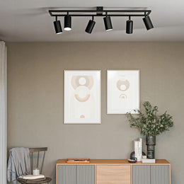 Deckenstrahler LED Schwarz - Deckenstrahler 6 Flammig - LED Deckenleuchte Schwenkbar - GU10 Deckenlampe Spot - Spotlight Lampe Modern - Strahler Deckenspot Für Küche, (6 Flammig, Schwarz)