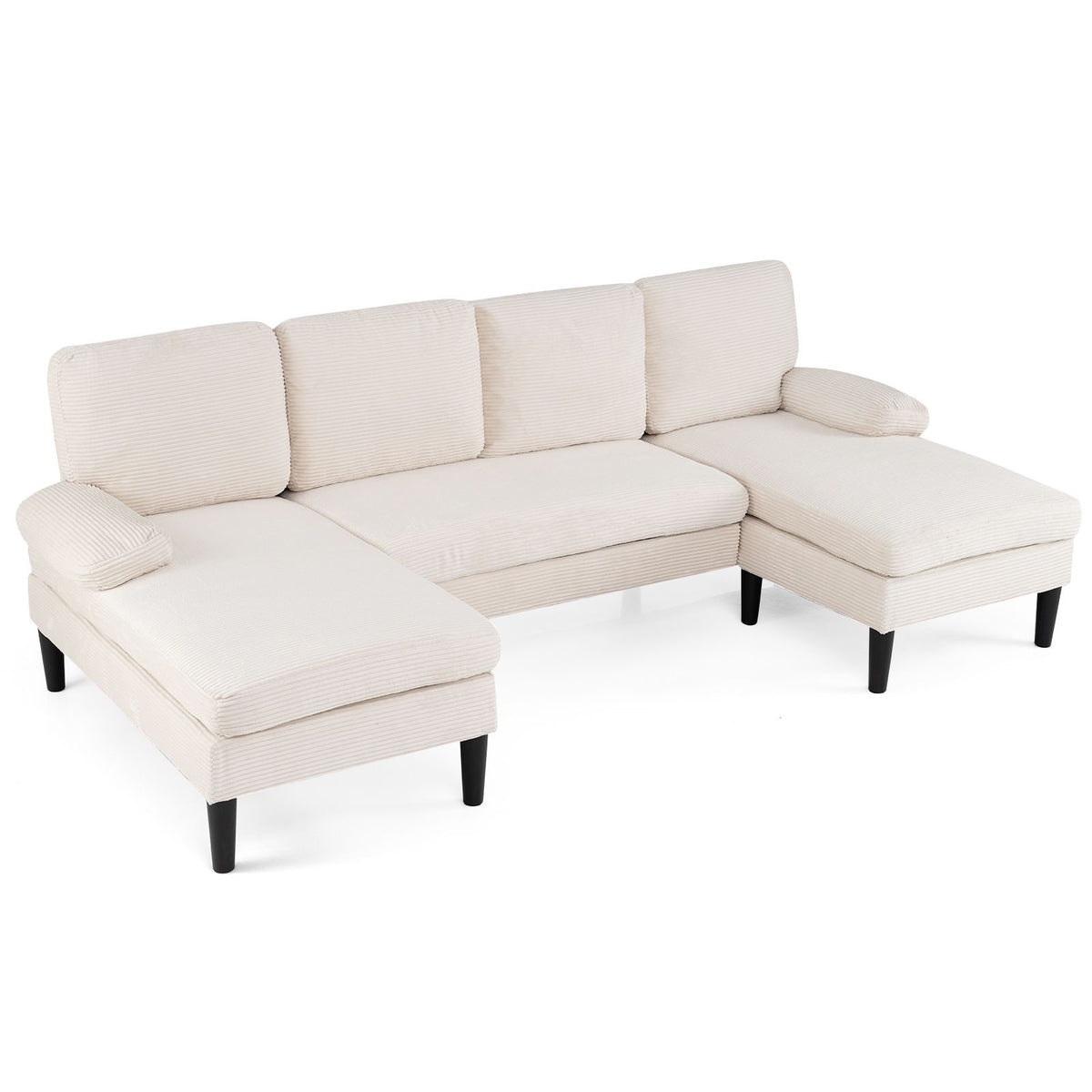 U-Förmige Couch Für 5-6 Sitzer Clound Ecksofa Mit Bezug Aus Cordstoff Modernes Schlafsofa Grün