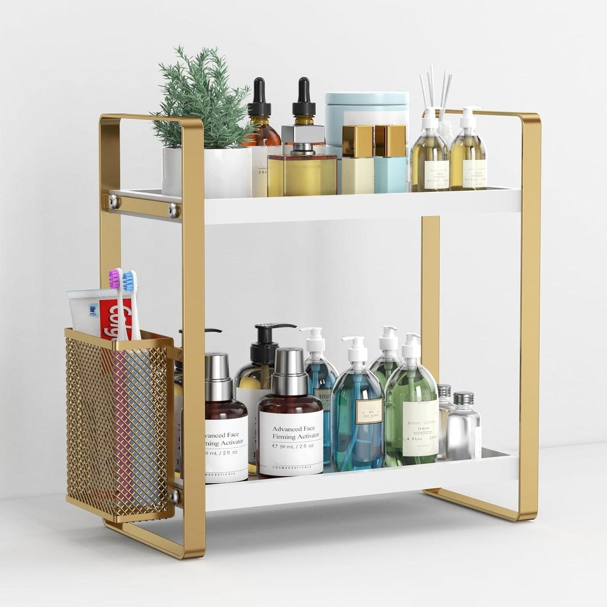 Badezimmer-Organizer Mit Korb, Badezimmer-Organizer Und Aufbewahrung, Hautpflege-Organizer Für Schminktisch, Aufbewahrungs-Organizer Für Bad, Küche, Kommode