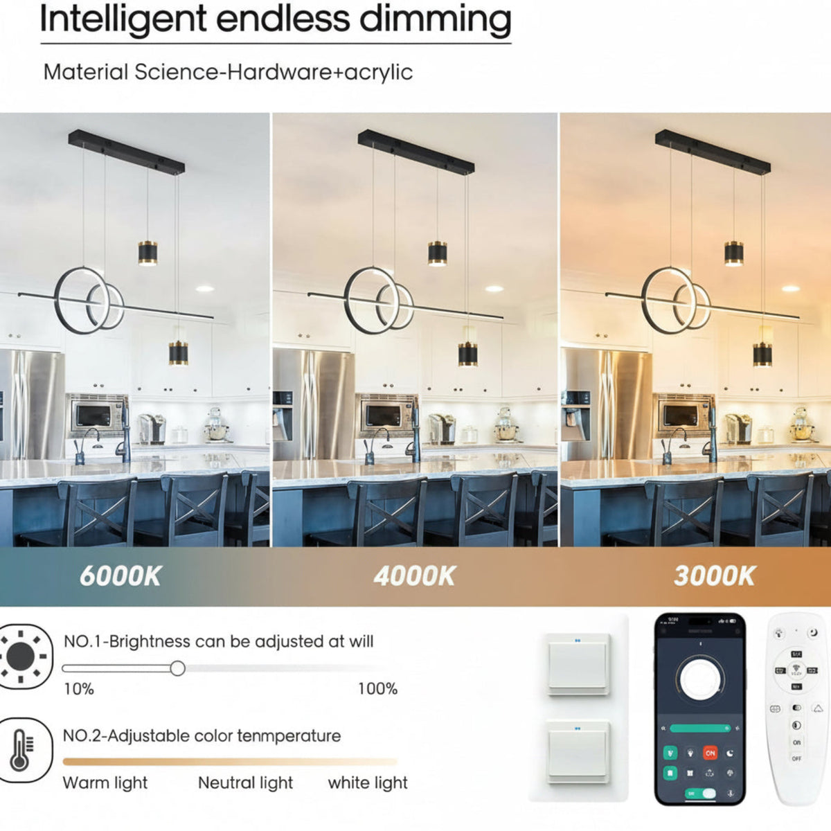 LED Pendelleuchte Esstisch Hängelampe Wohnzimmer Modern 49W Sternenhimmel Konvergiert Kronleuchter Dimmbare Hängeleuchte Mit Fernbedienung Esszimmerlampe 120Cm Höhenverstellbar,Schwarze