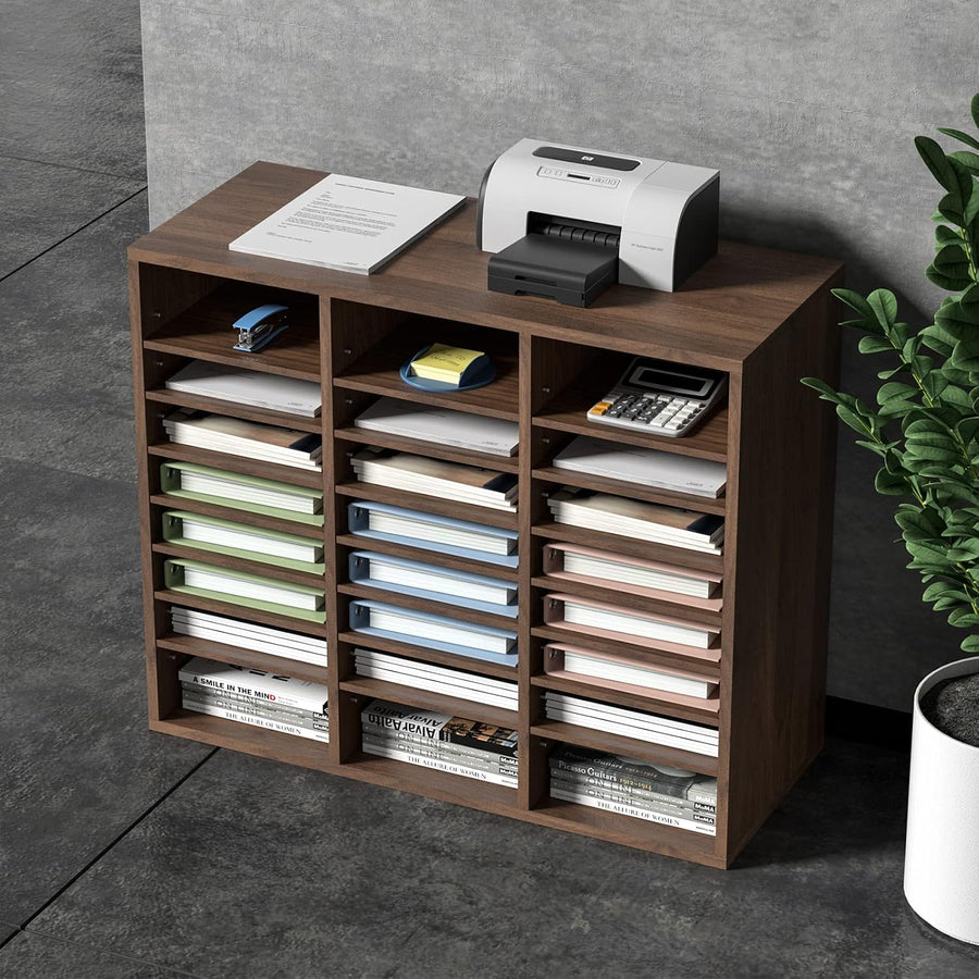 VEVOR Briefablage 24 Fächer Organizer Aus MDF, Dokumentenablage Vintage Braun 737 X 305 X 620 Mm, Ablagefächer Desktop-Aktenhalter Dokumentenlager, Dokumentenhalter Zu Hause, Im Büro, Im Klassen Usw.