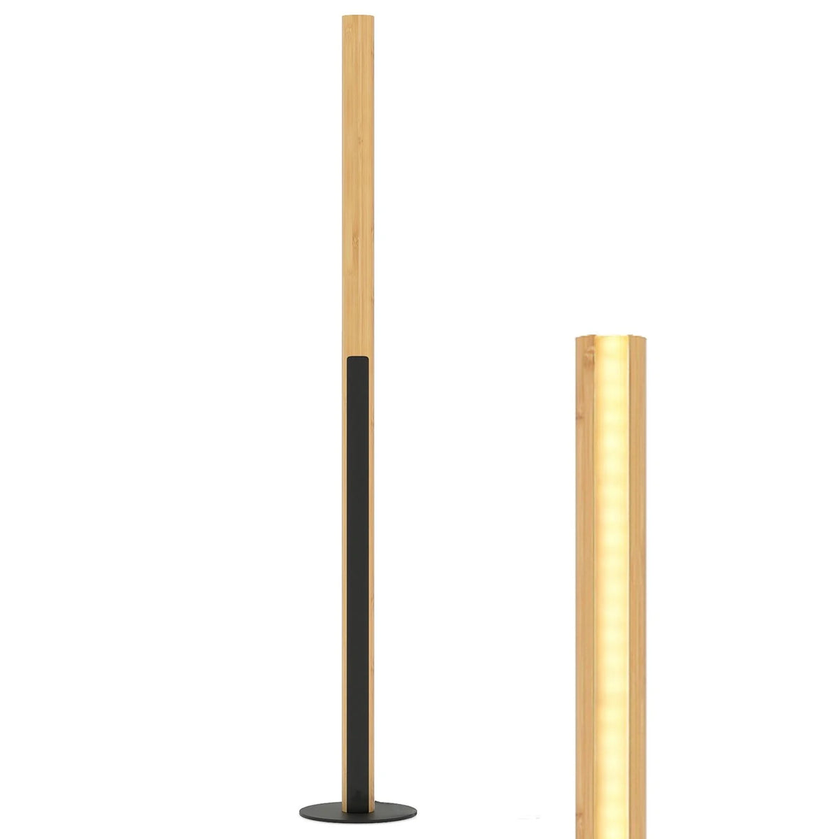 Bambus-Stehlampe Dimmbare Led-Ecklampe Mit Fußschalter 3000K-6000K 122 Cm Natur